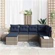 vidaXL Poly Rattan Large Sofa Set with Cushions in Gray