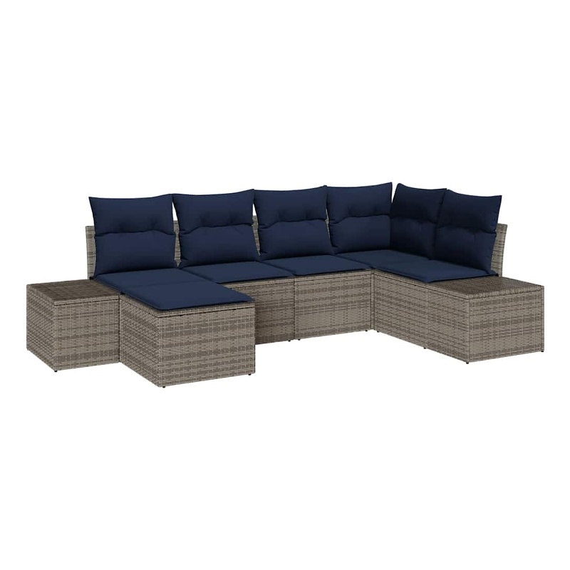 vidaXL Poly Rattan Large Sofa Set with Cushions in Gray