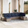 vidaXL Poly Rattan Sofa Set with Cushions in Gray