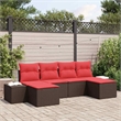 vidaXL Poly Rattan Sofa Set with Cushions in Brown