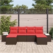 vidaXL Poly Rattan Sofa Set with Cushions in Brown