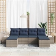 vidaXL Poly Rattan Sofa Set with Cushions in Gray