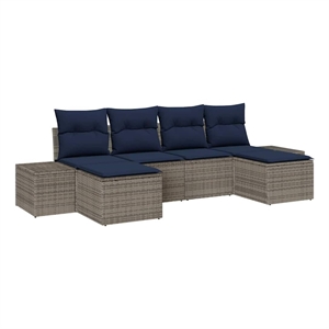 vidaXL Poly Rattan Sofa Set with Cushions in Gray