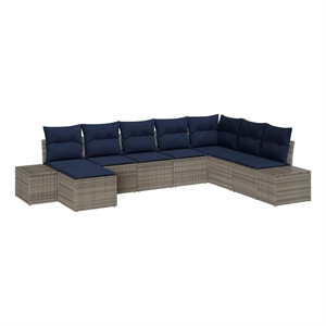 vidaXL Poly Rattan Small Sofa Set with Cushions in Gray