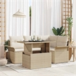 vidaXL Solid Acacia Wood Sofa Set with Cushions in Beige