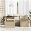 vidaXL Solid Acacia Wood Sofa Set with Cushions in Beige