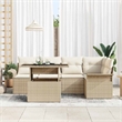 vidaXL Solid Acacia Wood Sofa Set with Cushions in Beige