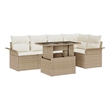 vidaXL Solid Acacia Wood Sofa Set with Cushions in Beige