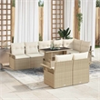 vidaXL Poly Rattan Sofa Set with Cushions in Beige