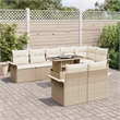 vidaXL Poly Rattan Sofa Set with Cushions in Beige