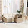 vidaXL Poly Rattan Sofa Set with Cushions in Beige