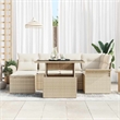 vidaXL Poly Rattan Sofa Set with Cushions in Beige