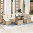 vidaXL Poly Rattan Sofa Set with Cushions in Beige