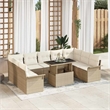 vidaXL Poly Rattan Sofa Set with Cushions in Beige