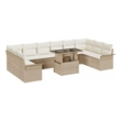 vidaXL Poly Rattan Sofa Set with Cushions in Beige