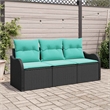 vidaXL Poly Rattan Sofa Set with Cushions in Black