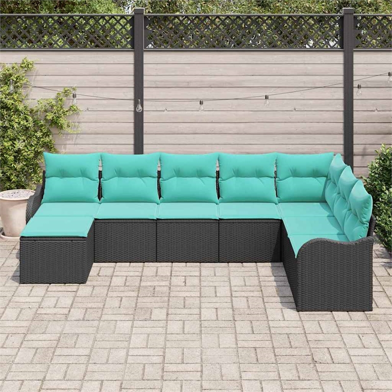 vidaXL Poly Rattan Sofa Set in Black