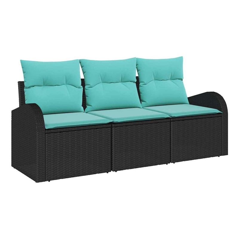 vidaXL Poly Rattan Sofa Set in Black
