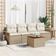 vidaXL Solid Acacia Wood Sofa Set with Cushions in Beige