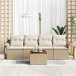 vidaXL Solid Acacia Wood Sofa Set with Cushions in Beige