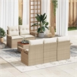 vidaXL Poly Rattan Sofa Set with Cushions in Beige