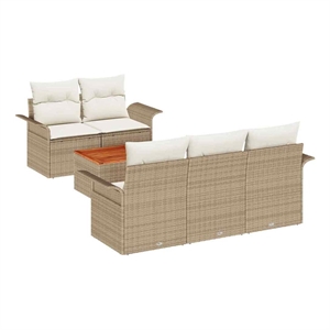 vidaXL Poly Rattan Sofa Set with Cushions in Beige