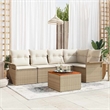 vidaXL Solid Acacia Wood Large Sofa Set with Cushions in Beige