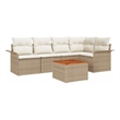 vidaXL Solid Acacia Wood Large Sofa Set with Cushions in Beige