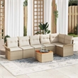 vidaXL Solid Acacia Wood Sofa Set with Cushions in Beige