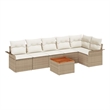 vidaXL Solid Acacia Wood Sofa Set with Cushions in Beige