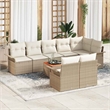 vidaXL Solid Acacia Wood Large Sofa Set with Cushions in Beige