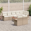 vidaXL Solid Acacia Wood Large Sofa Set with Cushions in Beige
