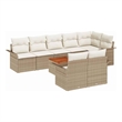 vidaXL Solid Acacia Wood Large Sofa Set with Cushions in Beige