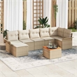 vidaXL Solid Acacia Wood Sofa Set with Cushions in Beige