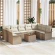 vidaXL Solid Acacia Wood Large Sofa Set with Cushions in Beige