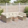 vidaXL Solid Acacia Wood Large Sofa Set with Cushions in Beige