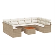 vidaXL Solid Acacia Wood Large Sofa Set with Cushions in Beige