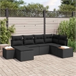 vidaXL Poly Rattan Sofa Set with Cushions in Black