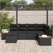 vidaXL Poly Rattan Sofa Set with Cushions in Black
