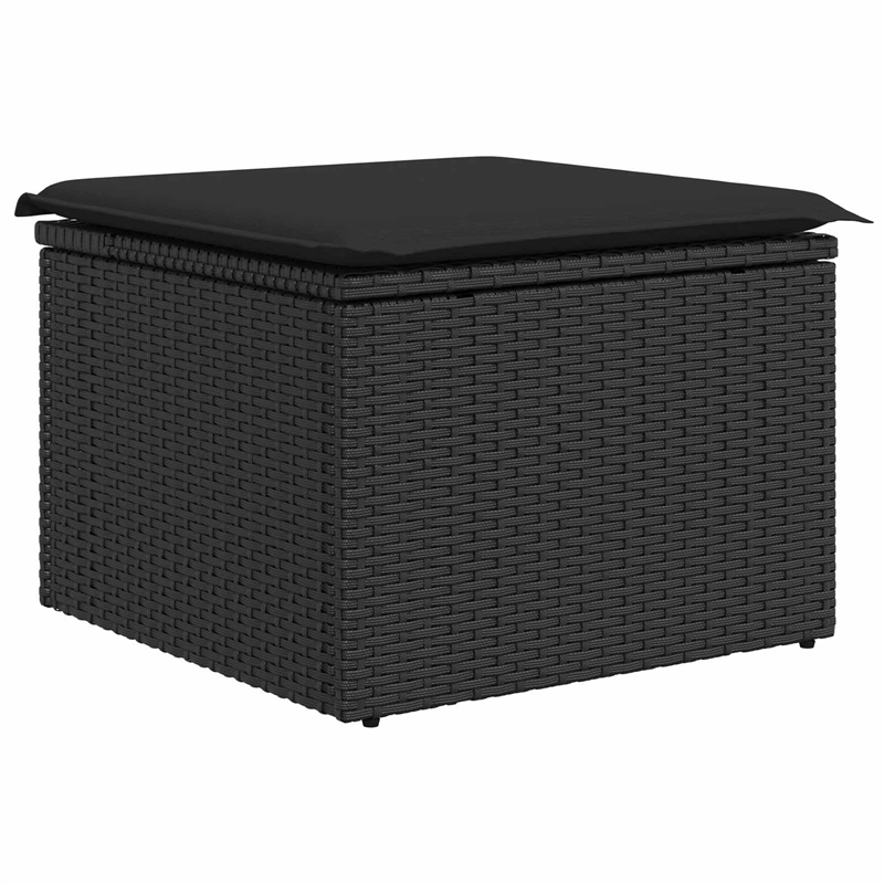 vidaXL Poly Rattan Sofa Set with Cushions in Black