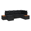 vidaXL Poly Rattan Sofa Set with Cushions in Black
