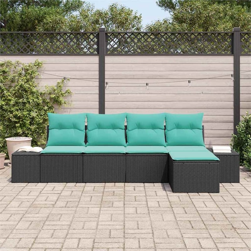 vidaXL Poly Rattan Sofa Set in Black