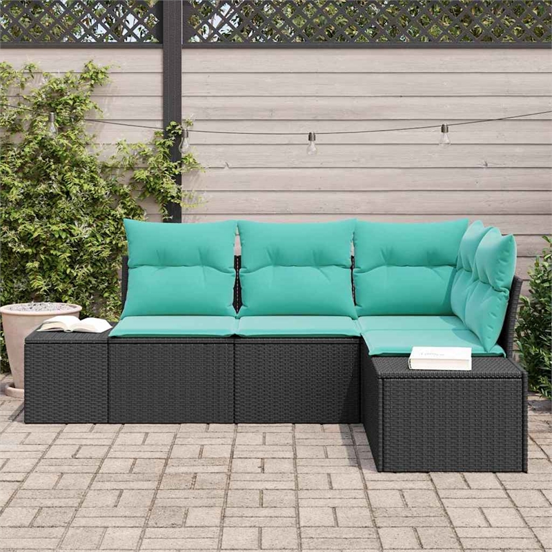 vidaXL Solid Acacia Wood Sofa Set in Black