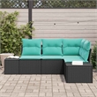 vidaXL Solid Acacia Wood Sofa Set in Black