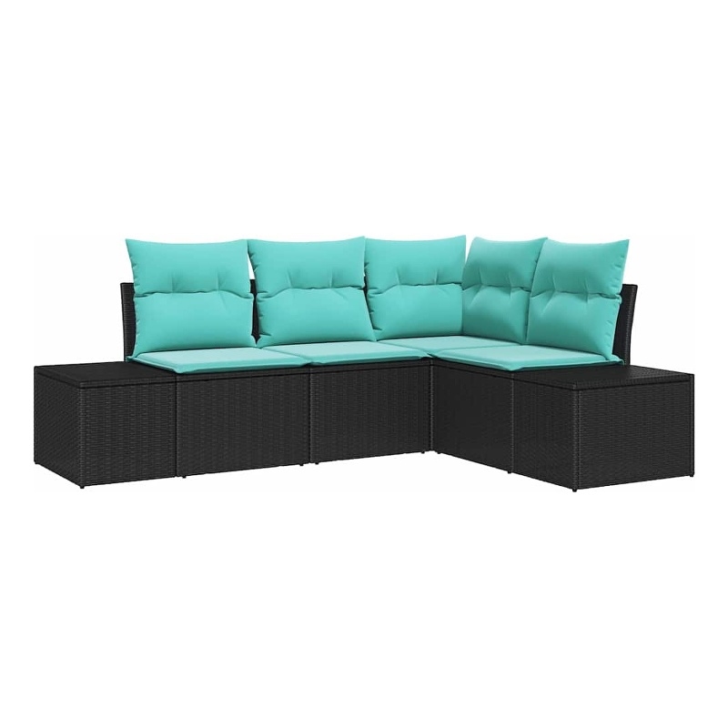 vidaXL Solid Acacia Wood Sofa Set in Black