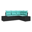 vidaXL Solid Acacia Wood Sofa Set in Black