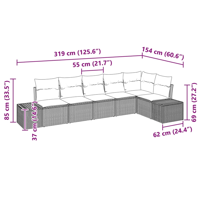 vidaXL Solid Acacia Wood Sofa Set in Black