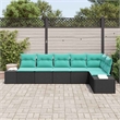 vidaXL Solid Acacia Wood Sofa Set in Black