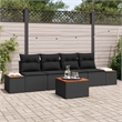 vidaXL Poly Rattan Small Sofa Set with Cushions in Black