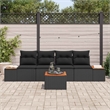 vidaXL Poly Rattan Small Sofa Set with Cushions in Black